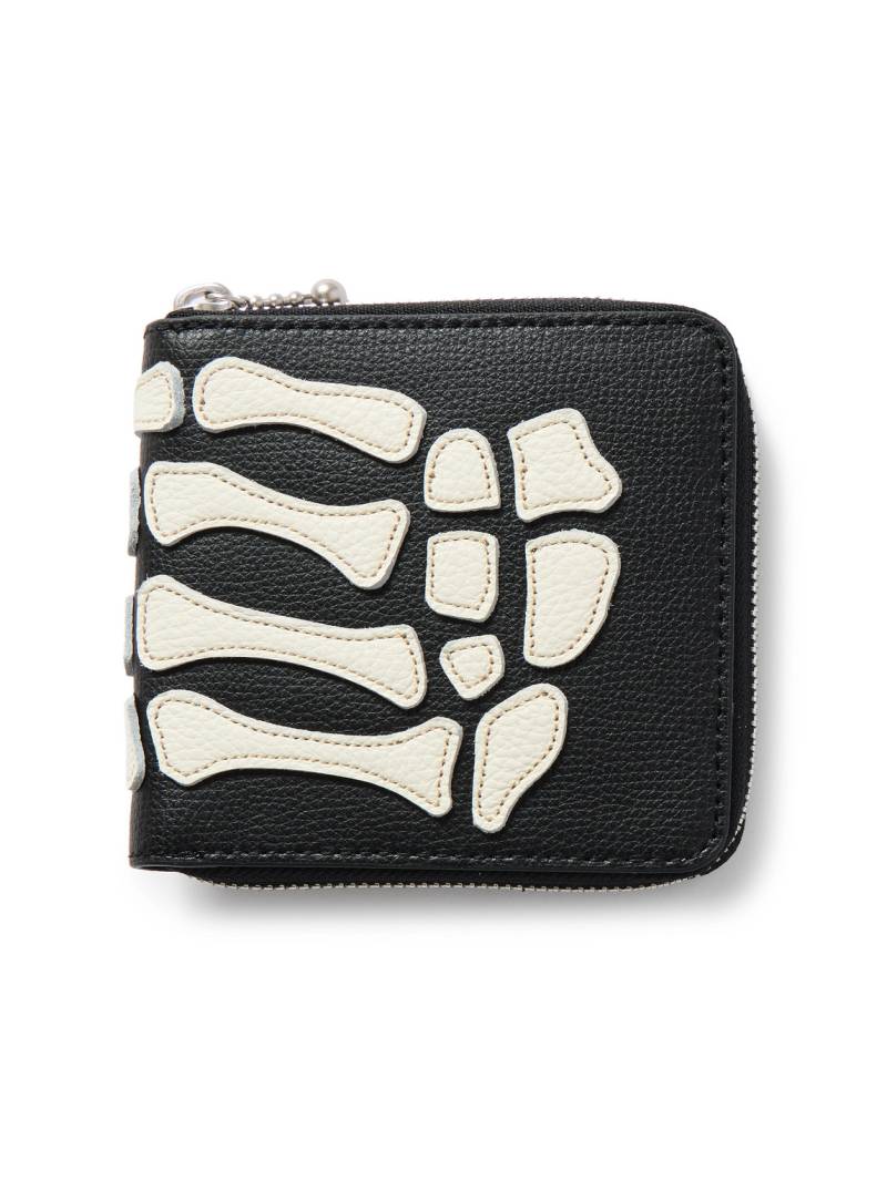 KAPITAL - Thumbs-Up Mini Appliquéd Leather Zip-Around Wallet - Men - Black von KAPITAL