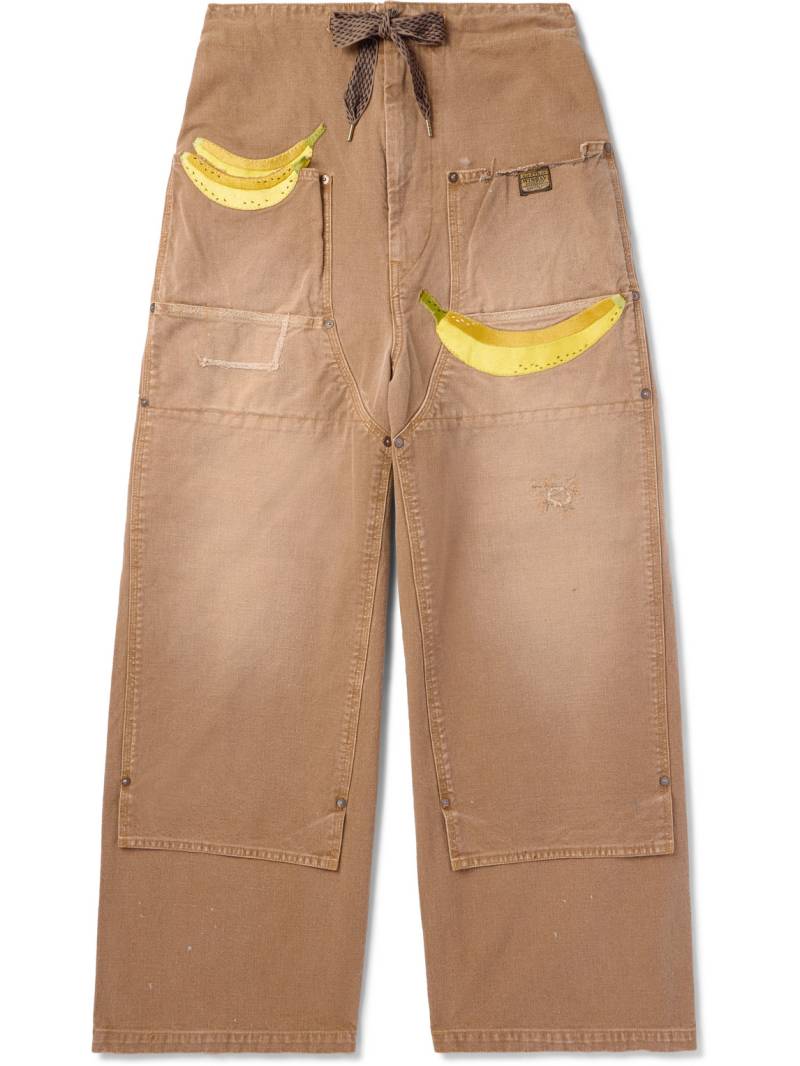 KAPITAL - Wide-Leg Appliquéd Distressed Panelled Jeans - Men - Brown - 2 von KAPITAL