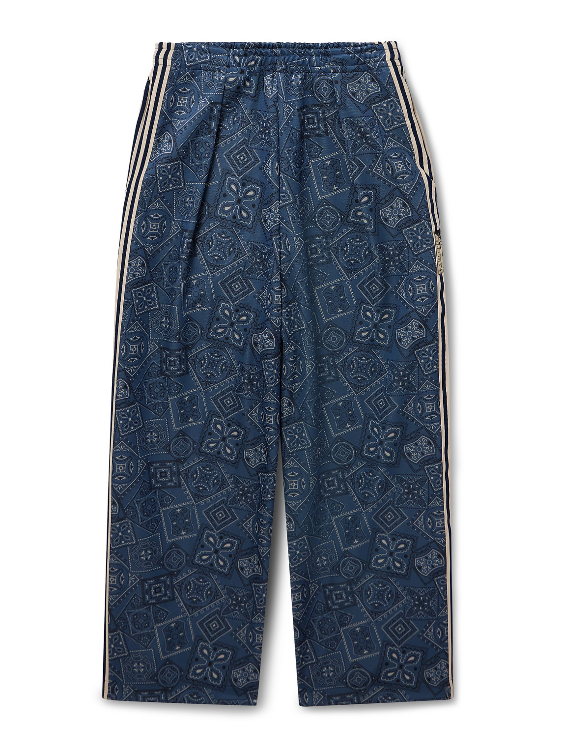 KAPITAL - Wide-Leg Striped Webbing-Trimmed Bandana-Print Tech-Jersey Track Pants - Men - Blue - 3 von KAPITAL