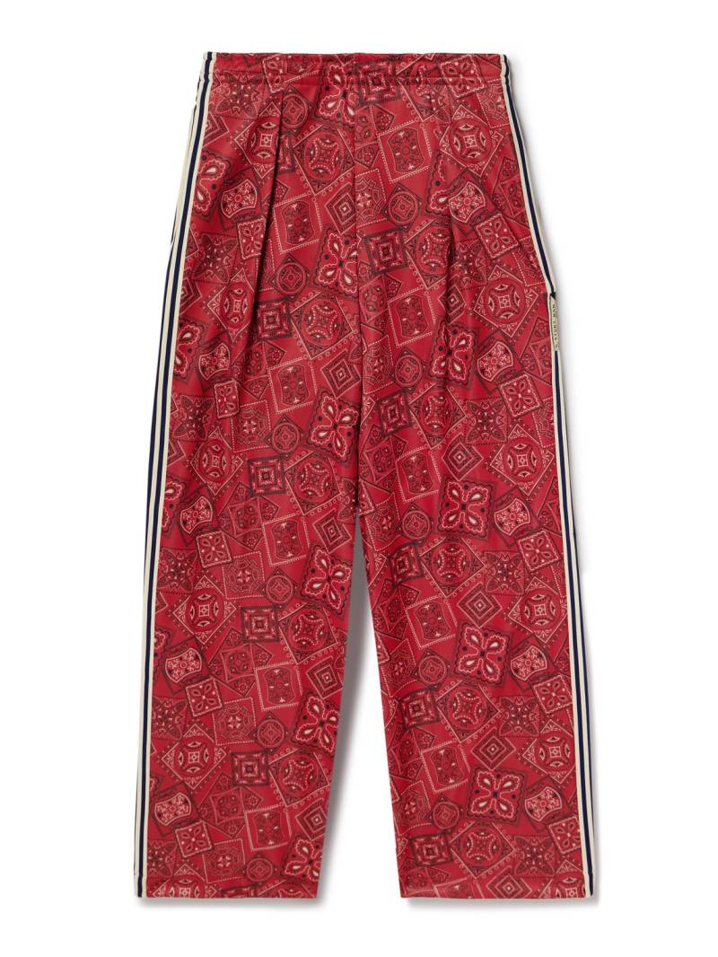 KAPITAL - Wide-Leg Striped Webbing-Trimmed Bandana-Print Tech-Jersey Track Pants - Men - Red - 2 von KAPITAL