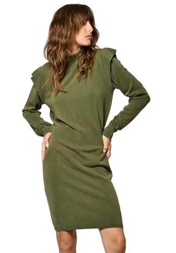 Kaporal Damen, Damenkleid Moji, langärmlig, mit Schornsteinausschnitt, khakifarben, Größe L, kaki, Large von KAPORAL