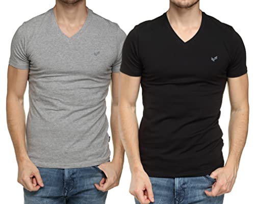 Kaporal Herren Gift T-Shirt, Schwarz/Grau gemischt, S von KAPORAL