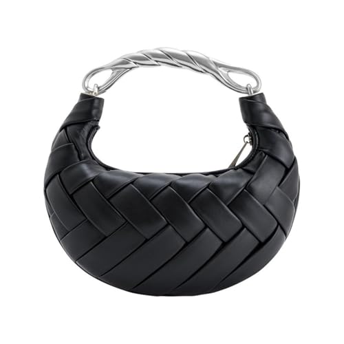 KAPPDE Ausgehöhlte Eimer-Tragetaschen für Damen, luxuriöse Designer-Handtaschen und Geldbörsen aus lässigem Polyurethan, handgefertigt, kleine Schulterpartie, Schwarz , Einheitsgröße von KAPPDE