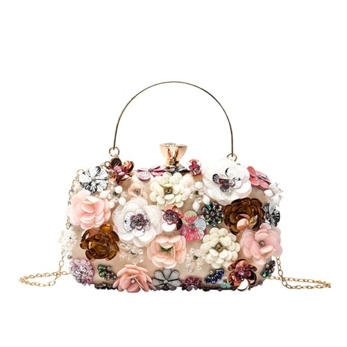 KAPPDE Banketttasche Handgemachte Perlen Blume Tasche Damen Clutch Bag, goldfarben, Einheitsgröße von KAPPDE
