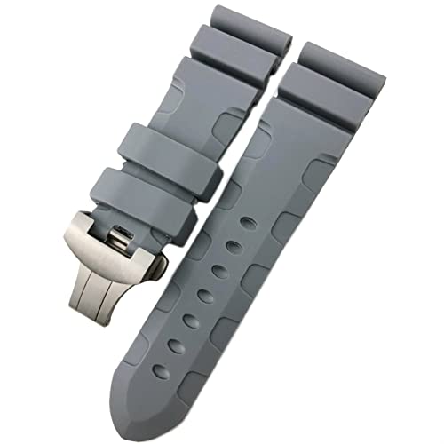 KAPPDE Gummi-Uhrenarmband, 22 mm, 24 mm, 26 mm, Silikon-Uhrenarmband für Panerai Submersible Luminor PAM wasserdichtes Armband, 22mm black buckle, Achat von KAPPDE