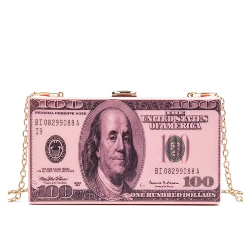 KAPPDE Handytasche Acryl Diamant Dollar Tasche Damen Clutch, rose, Einheitsgröße von KAPPDE