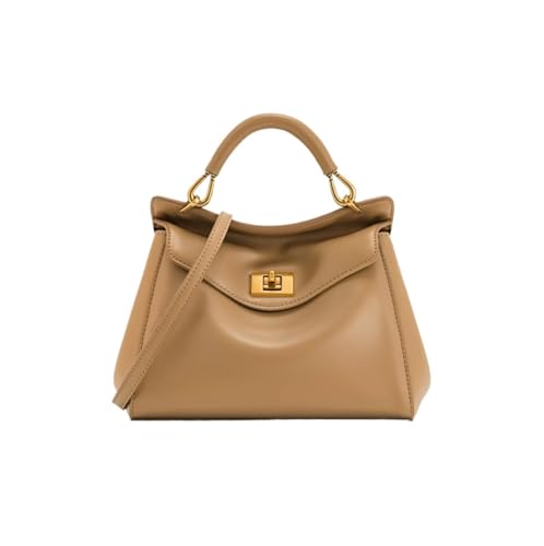 KAPPDE Lucia Lock Schultertasche Umhängetasche Leichte Luxus High-End Mode Vielseitige Damentasche, braun, Einheitsgröße von KAPPDE