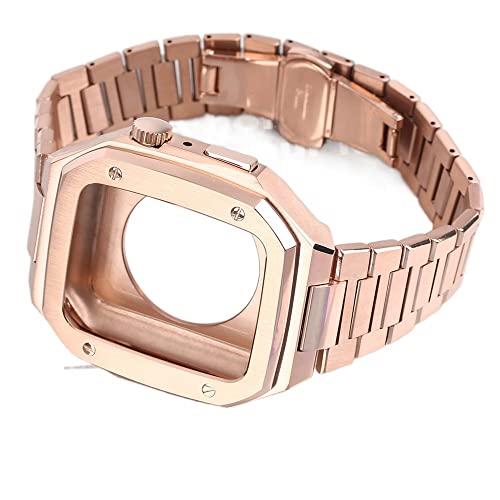 KAPPDE Metallgehäuse und Armband für Apple Watch Serie 4, 5, 6, SE, 7, 8, 45 mm, 44 mm, Edelstahl-Armband für iWatch SE, Herren, 45 mm, Achat von KAPPDE