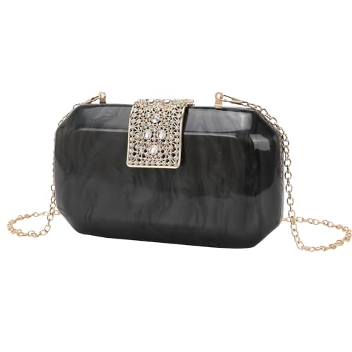 KAPPDE Modische Damen-Clutch-Taschen mit Diamantschloss, Handytasche, Acryl-Tasche, Schwarz , Einheitsgröße von KAPPDE