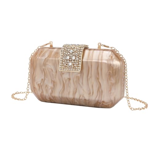 KAPPDE Modische Damen-Clutch-Taschen mit Diamantschloss, Handytasche, Acryl-Tasche, goldfarben, Einheitsgröße von KAPPDE