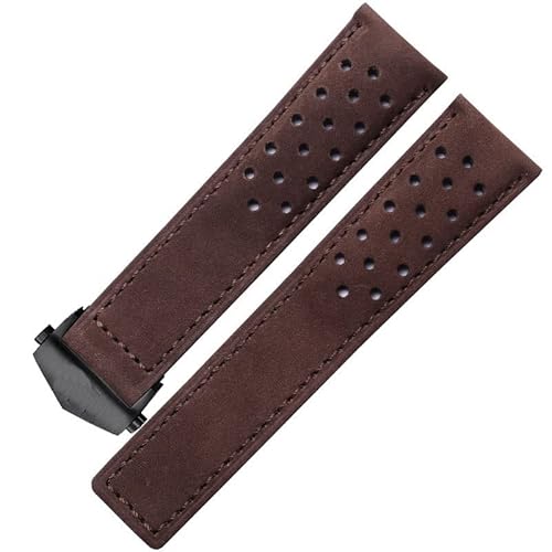 KAPPDE Uhrenarmband aus echtem Leder für TAG Heuer Uhrenarmband mit Faltschnalle, 20 mm, 22 mm, Rindslederband, Grau/Schwarz/Braun, 22 mm, Achat von KAPPDE