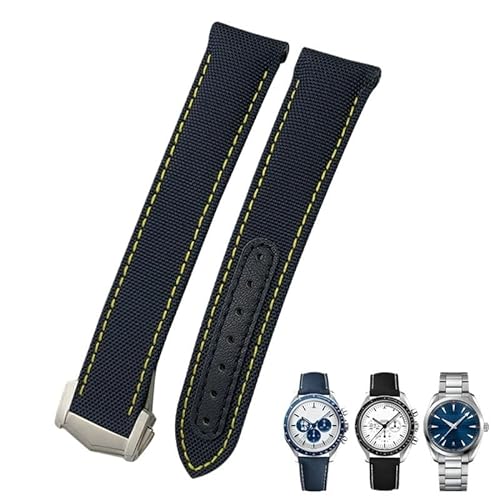 KAPPDE Uhrenarmband aus hochdichtem Nylon-Leder, 20 mm, 21 mm, 19 mm, passend für Omega Seamaster Aqua Terra 150 GoodPlanet GMT Uhrenarmband mit gebogenem Ende, 20 mm, Achat von KAPPDE