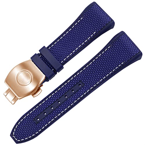 KAPPDE Uhrenarmband für Franck Muller V45 Serie, 28 mm, Nylon, Echtleder, Silikon, Schwarz / Blau, 28mm, Achat von KAPPDE