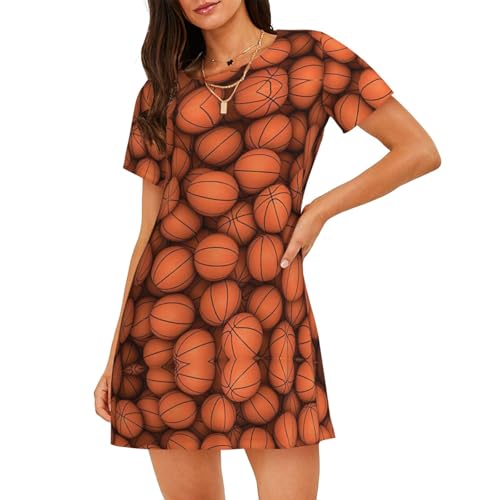 KAPPTYY Basketball-Nachthemd für Damen, Sommer-Nachthemd, weich, für Erwachsene, Schlafkleid, kurzärmelig, Orange, Schwarz , XXL KAPPTYY Basketball-Nachthemd für Damen, Sommer-Nachthemd, weich, für Erwachsene, Schlafkleid, kurzärmelig, Orange, Schwarz , XXL von KAPPTYY
