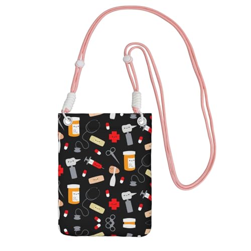 KAPPTYY Cartoon-Medizin-Muster, modische Handytasche, universelle Outdoor-Handytasche, Gadget-Tasche, geeignet für jedes Handy von KAPPTYY