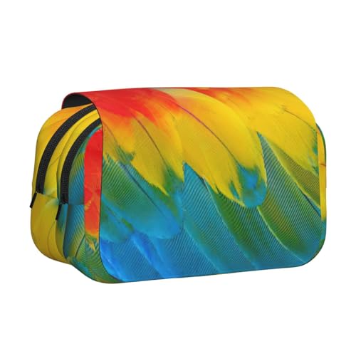 KAPPTYY Fantastisches Federmäppchen mit Papageienfeder-Druck für Bleistifte, praktische Aufbewahrungsbox für Aquarellstifte oder Marker, Schwarz , Einheitsgröße, Taschen-Organizer von KAPPTYY