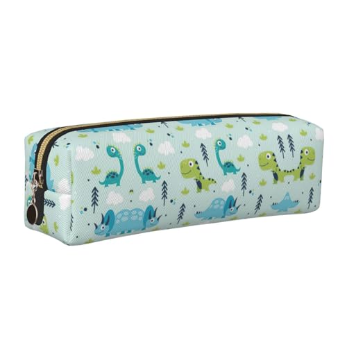 KAPPTYY Federmäppchen aus Leder mit Dinosaurier-Muster, mit Reißverschluss, niedliches Stifteetui für Jungen und Mädchen, Schulbedarf, gold, Einheitsgröße, Kosmetiktasche von KAPPTYY