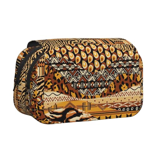 KAPPTYY Federmäppchen im afrikanischen Stil mit Patchwork-Druck für Bleistifte, praktische Aufbewahrungsbox für Aquarellstifte oder Marker, Schwarz , Einheitsgröße, Taschen-Organizer von KAPPTYY