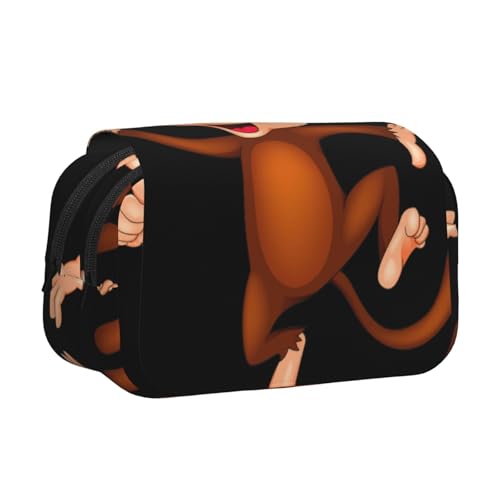 KAPPTYY Federmäppchen mit Affen-Aufdruck für Bleistifte, praktische Aufbewahrungsbox für Aquarellstifte oder Marker, Schwarz , Einheitsgröße, Taschen-Organizer von KAPPTYY