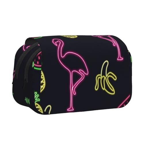 KAPPTYY Federmäppchen mit Ananas-Bananen-Flamingo-Druck für Bleistifte, praktische Aufbewahrungsbox für Aquarellstifte oder Marker, Schwarz , Einheitsgröße, Taschen-Organizer von KAPPTYY
