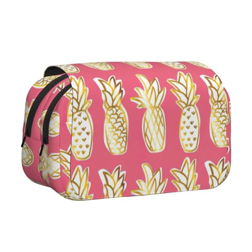 KAPPTYY Federmäppchen mit Ananas-Druck für Bleistifte, praktische Aufbewahrungsbox für Aquarellstifte oder Marker, Schwarz , Einheitsgröße, Taschen-Organizer von KAPPTYY