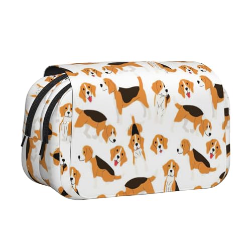 KAPPTYY Federmäppchen mit Beagle-Motiv, praktische Aufbewahrungsbox für Aquarellstifte oder Marker, Schwarz , Einheitsgröße, Taschen-Organizer von KAPPTYY