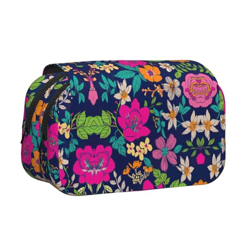 KAPPTYY Federmäppchen mit Blumendruck, praktische Aufbewahrungsbox für Aquarellstifte oder Marker, Schwarz , Einheitsgröße, Taschen-Organizer von KAPPTYY