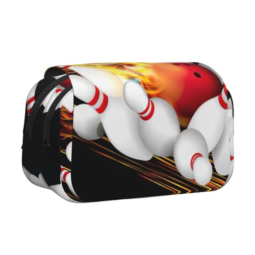 KAPPTYY Federmäppchen mit Bowlingkugel-Druck für Bleistifte, praktische Aufbewahrungsbox für Aquarellstifte oder Marker, Schwarz , Einheitsgröße, Taschen-Organizer von KAPPTYY