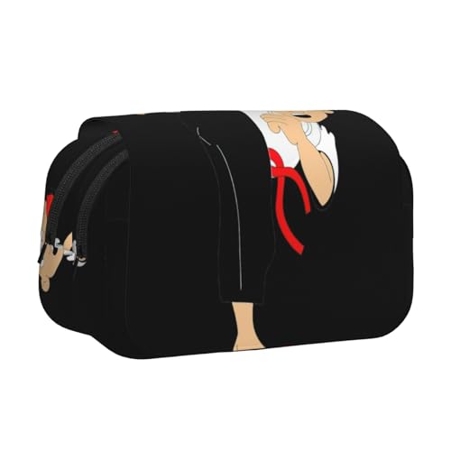 KAPPTYY Federmäppchen mit Cartoon-Karate-Druck, praktische Aufbewahrungsbox für Aquarellstifte oder Marker, Schwarz , Einheitsgröße, Taschen-Organizer von KAPPTYY