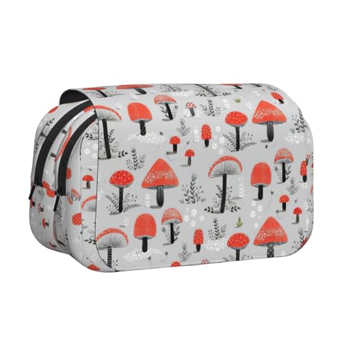 KAPPTYY Federmäppchen mit Cartoon-Pilz-Druck, praktische Aufbewahrungsbox für Aquarellstifte oder Marker, Schwarz , Einheitsgröße, Taschen-Organizer von KAPPTYY