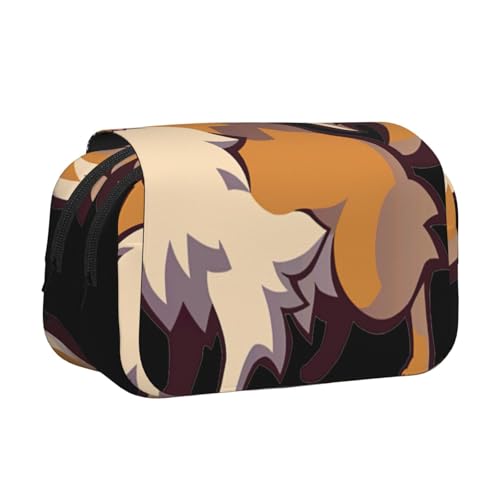 KAPPTYY Federmäppchen mit Cartoon-Zwergspitz-Motiv, praktische Aufbewahrungsbox für Aquarellstifte oder Marker, Schwarz , Einheitsgröße, Taschen-Organizer von KAPPTYY