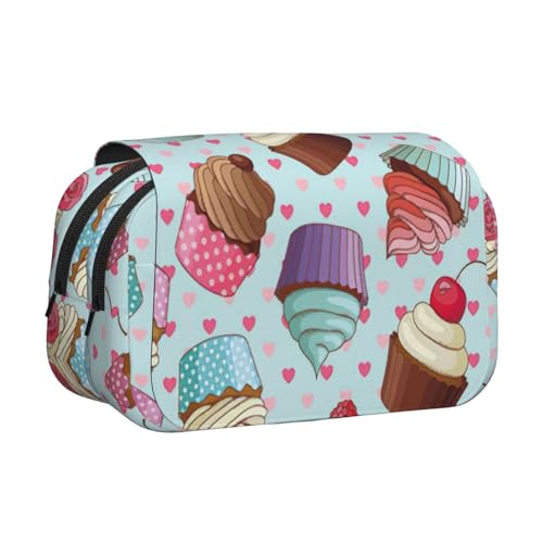 KAPPTYY Federmäppchen mit Cupcake-Motiv, praktische Aufbewahrungsbox für Aquarellstifte oder Marker, Schwarz , Einheitsgröße, Taschen-Organizer von KAPPTYY