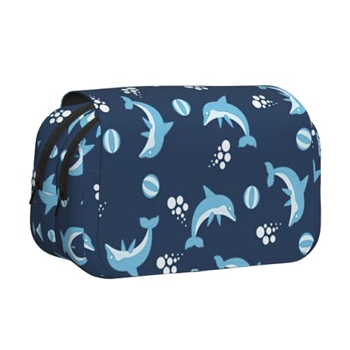 KAPPTYY Federmäppchen mit Delfinbällen für Bleistifte, praktische Aufbewahrungsbox für Aquarellstifte oder Marker, Schwarz , Einheitsgröße, Taschen-Organizer von KAPPTYY