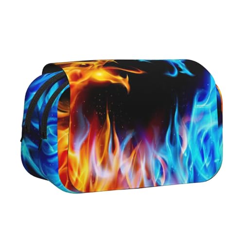 KAPPTYY Federmäppchen mit Eis- und Feuerdrachen-Motiv, praktische Aufbewahrungsbox für Aquarellstifte oder Marker, Schwarz , Einheitsgröße, Taschen-Organizer von KAPPTYY