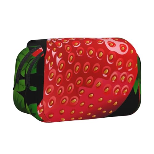 KAPPTYY Federmäppchen mit Erdbeer-Motiv für Bleistifte, praktische Aufbewahrungsbox für Aquarellstifte oder Marker, Schwarz , Einheitsgröße, Taschen-Organizer von KAPPTYY