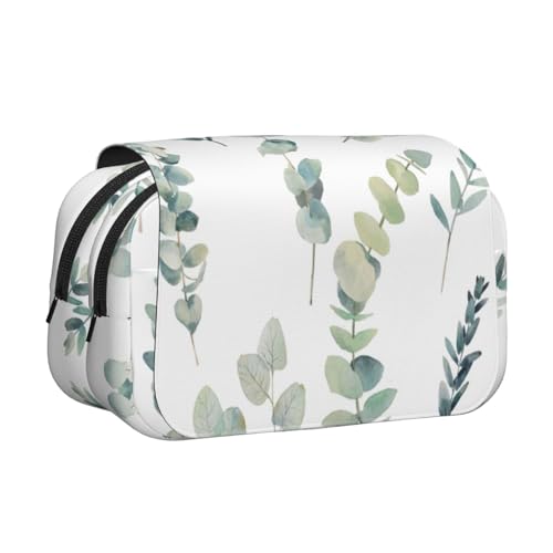 KAPPTYY Federmäppchen mit Eukalyptusblättern, praktische Aufbewahrungsbox für Aquarellstifte oder Marker, Schwarz , Einheitsgröße, Taschen-Organizer von KAPPTYY