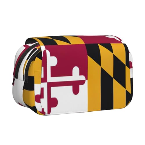 KAPPTYY Federmäppchen mit Flagge von Maryland für Bleistifte, praktische Aufbewahrungsbox für Aquarellstifte oder Marker, Schwarz , Einheitsgröße, Taschen-Organizer von KAPPTYY