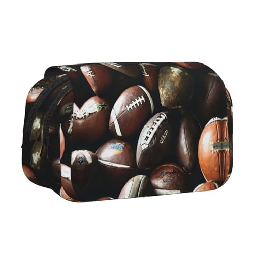 KAPPTYY Federmäppchen mit Fußbällen für Bleistifte, praktische Aufbewahrungsbox für Aquarellstifte oder Marker, Schwarz , Einheitsgröße, Taschen-Organizer von KAPPTYY