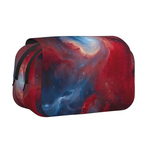 KAPPTYY Federmäppchen mit Galaxie-Druck, praktische Aufbewahrungsbox für Aquarellstifte oder Marker, Rot / Blau, Schwarz , Einheitsgröße, Taschen-Organizer von KAPPTYY