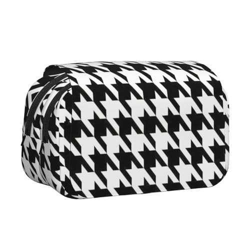 KAPPTYY Federmäppchen mit Hahnentrittmuster für Bleistifte, praktische Aufbewahrungsbox für Aquarellstifte oder Marker, Schwarz, Schwarz , Einheitsgröße, Taschen-Organizer von KAPPTYY