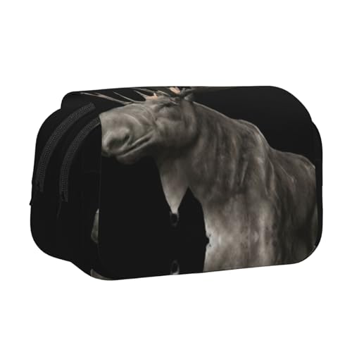 KAPPTYY Federmäppchen mit Hirschdruck, praktische Aufbewahrungsbox für Aquarellstifte oder Marker, Schwarz , Einheitsgröße, Taschen-Organizer von KAPPTYY