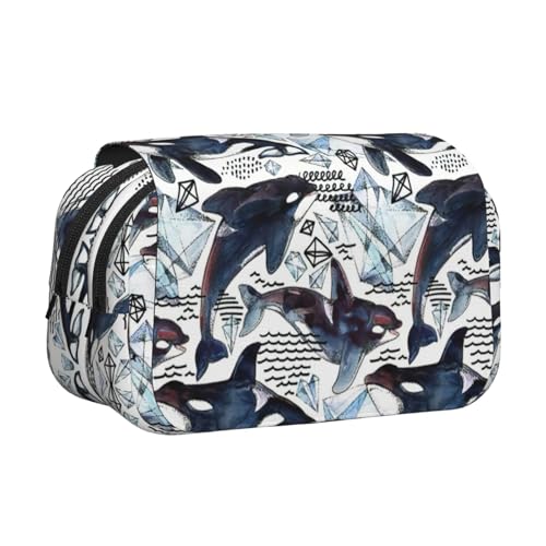KAPPTYY Federmäppchen mit Killerwal-Motiv, praktische Aufbewahrungsbox für Aquarellstifte oder Marker, Schwarz , Einheitsgröße, Taschen-Organizer von KAPPTYY