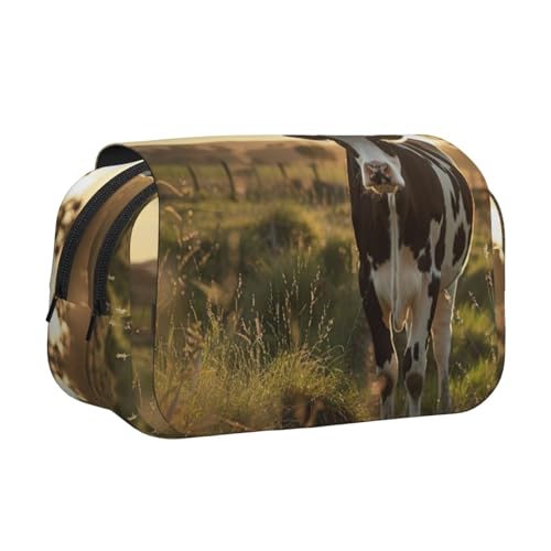 KAPPTYY Federmäppchen mit Kuhmotiv, praktische Aufbewahrungsbox für Aquarellstifte oder Marker, Schwarz , Einheitsgröße, Taschen-Organizer von KAPPTYY