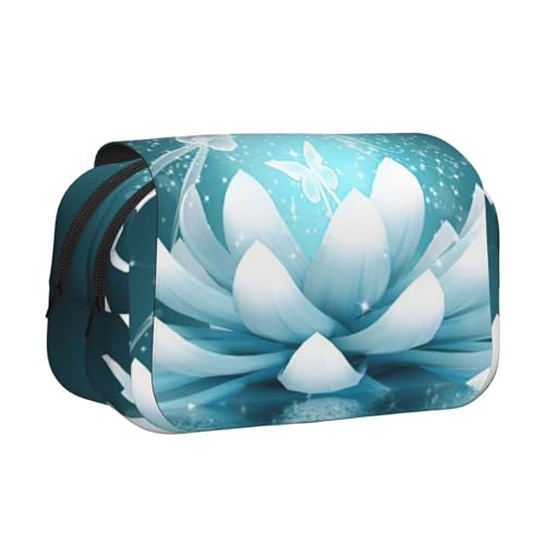 KAPPTYY Federmäppchen mit Lotusblumen-Motiv, praktische Aufbewahrungsbox für Aquarellstifte oder Marker, Schwarz , Einheitsgröße, Taschen-Organizer von KAPPTYY