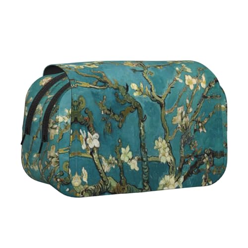 KAPPTYY Federmäppchen mit Mandelblüten-Motiv, praktische Aufbewahrungsbox für Aquarellstifte oder Marker, Schwarz , Einheitsgröße, Taschen-Organizer von KAPPTYY