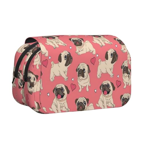 KAPPTYY Federmäppchen mit Mops-Motiv, praktische Aufbewahrungsbox für Aquarellstifte oder Marker, Schwarz , Einheitsgröße, Taschen-Organizer von KAPPTYY