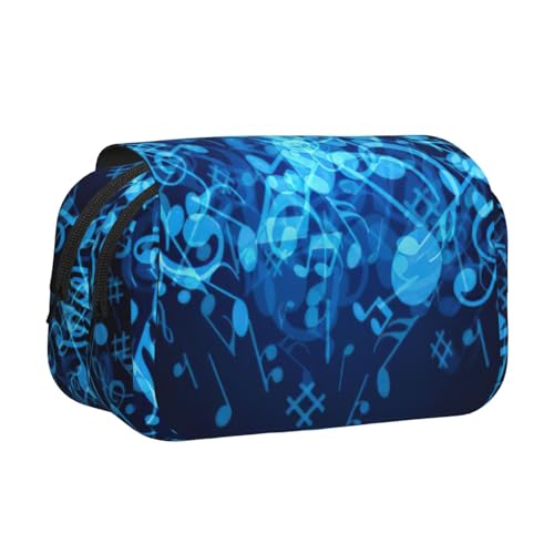 KAPPTYY Federmäppchen mit Musiknoten für Bleistifte, praktische Aufbewahrungsbox für Aquarellstifte oder Marker, Blau, Schwarz , Einheitsgröße, Taschen-Organizer von KAPPTYY