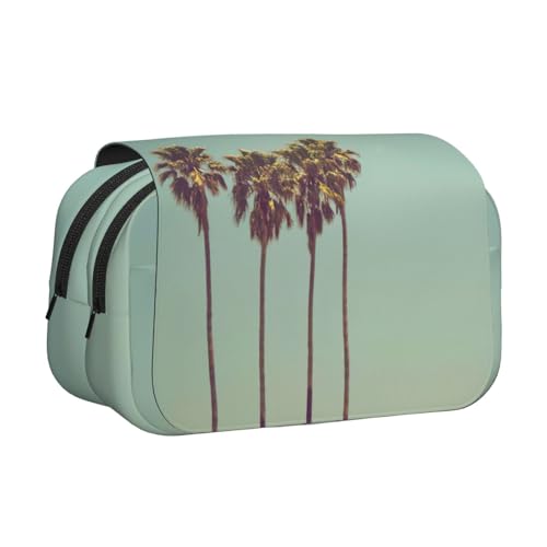 KAPPTYY Federmäppchen mit Palmen-Druck für Bleistifte, praktische Aufbewahrungsbox für Aquarellstifte oder Marker, Schwarz , Einheitsgröße, Taschen-Organizer von KAPPTYY