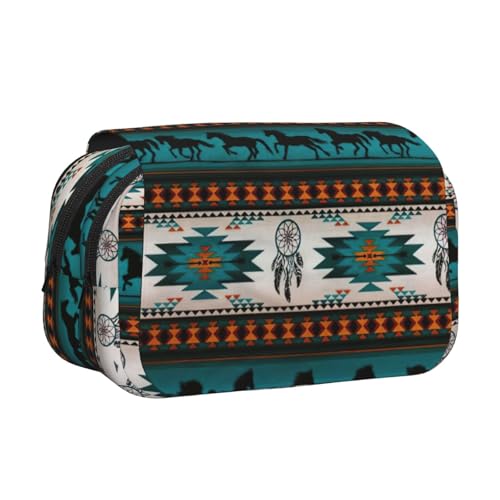 KAPPTYY Federmäppchen mit Pferdemotiv für Bleistifte, praktische Aufbewahrungsbox für Aquarellstifte oder Marker, Schwarz , Einheitsgröße, Taschen-Organizer von KAPPTYY