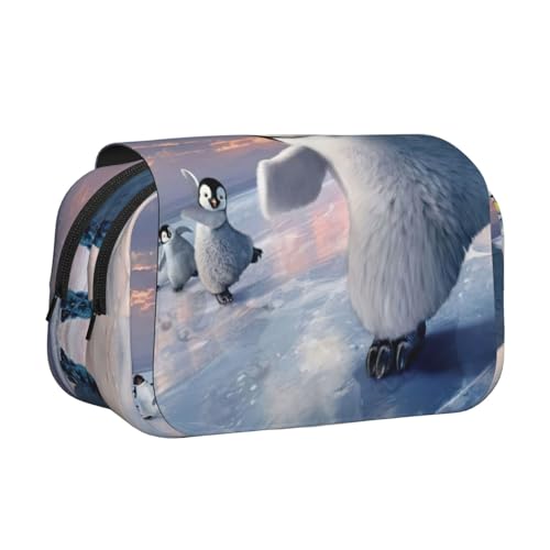 KAPPTYY Federmäppchen mit Pinguin-Aufdruck für Bleistifte, praktische Aufbewahrungsbox für Aquarellstifte oder Marker, Schwarz , Einheitsgröße, Taschen-Organizer von KAPPTYY
